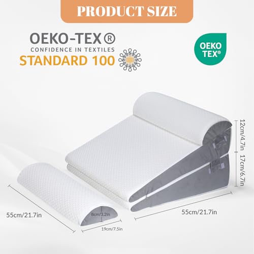 Ceecysaa Wedge Pillows for Adults, 4-in-1 Adjustable Wedge Pillows Set,Bed Pillow for Sitting Up,Legs,Neck and Back Support,Sleeping Comfort and Relaxing