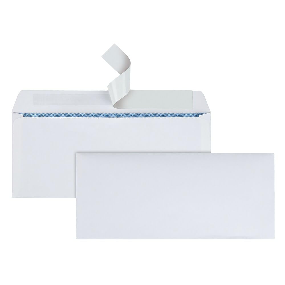 Staples Simply #10 Security Envelopes with QuickStrip Closure - 4-1/8" x 9-1/2" - White - 500 Pack