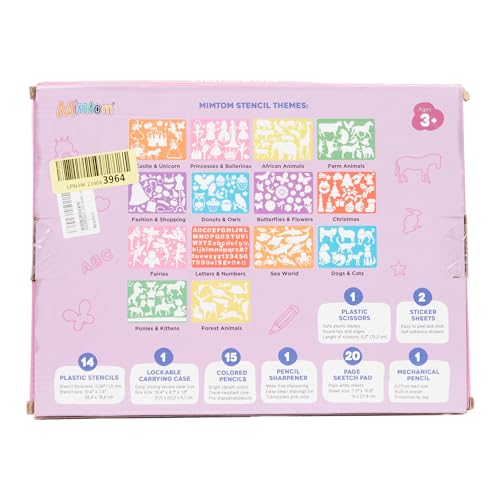 Mimtom Drawing Stencils Set for Kids and Girls | 51 PC Arts and Crafts Stencil Kit with Over 270 Shapes to Unleash Your Child's Creative Mind | Kid-Safe Educational Activity Toy for Ages 4 & Up