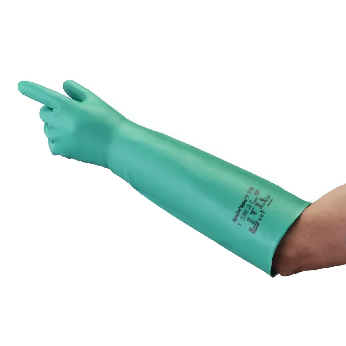 Ansell Sol-Vex 37-185-8 Nitrile Glove, Chemical Resistant, Straight Cuff, 18" Length, 22 mils Thick, Size 8/Medium (Pack of 12)