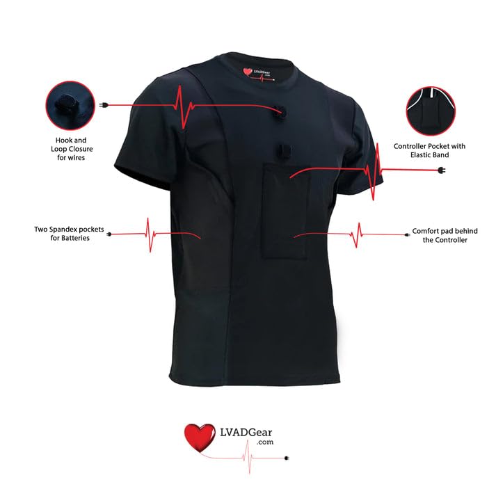 LVAD Gear Heartmate LVAD Shirt Black, Medium