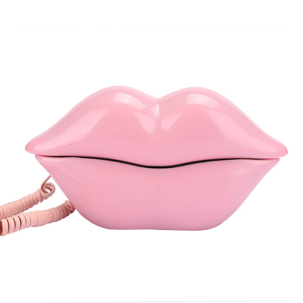 UPALDHOU Pink Lips Shape Desktop Landline Phone, European Style Home Telephone for Home Desk Telephone (Pink)