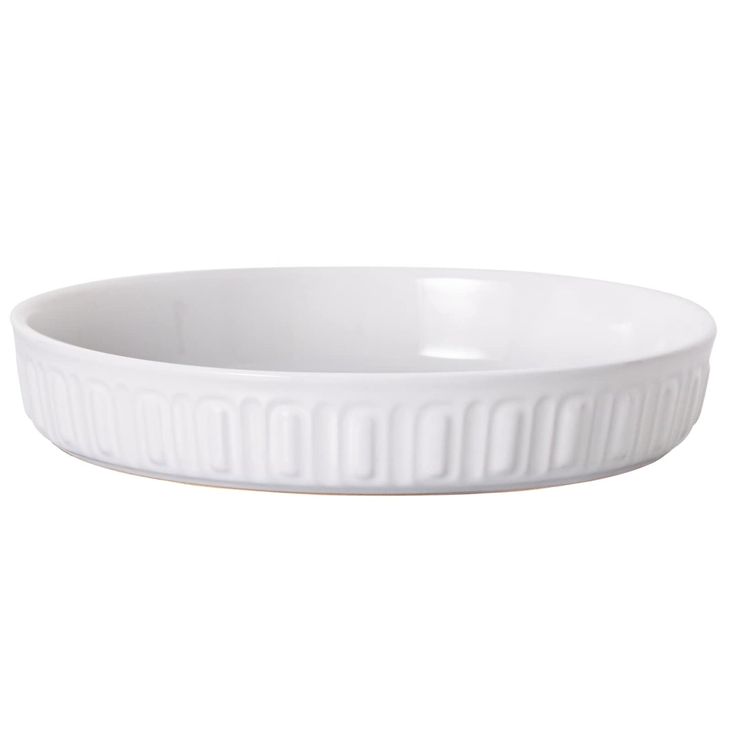 Fun Elements Shallow Dog Bowls, 10.5" Ceramic Large Food Plate for Small, Medium and Large Breeds, Non-Slip, Flat and Wide, Dishwasher Safe, Suitable for Dogs and Cats (White)