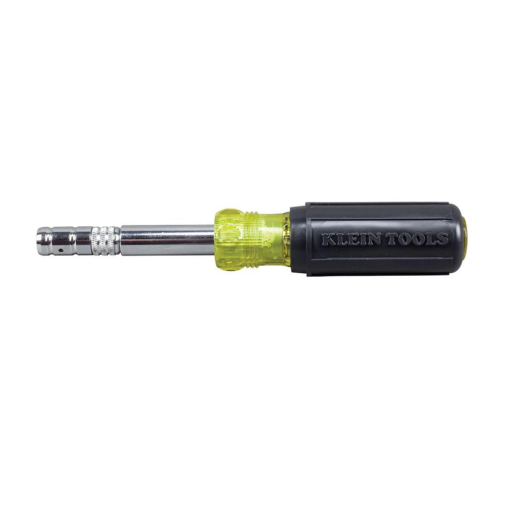 Klein Tools 32596 Multi-Bit Screwdriver/Nut Driver, Magnetic 8-in-1 HVAC Slide Drive Tool with Hex, Phillips, Schrader Bits, Nut Drivers