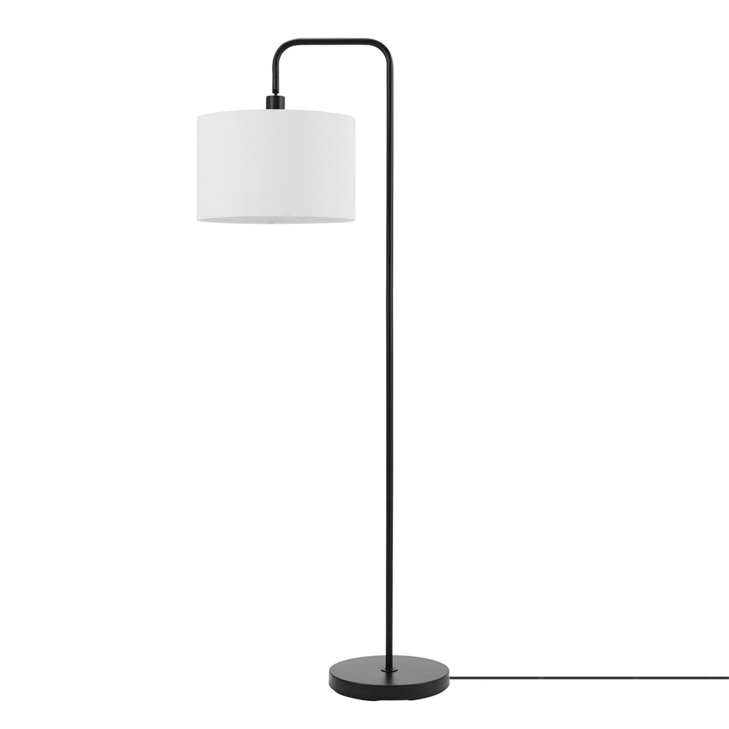 Globe Electric 67065 Barden 58" Floor Lamp, Matte Black, White Linen Shade, On/Off Socket Rotary Switch