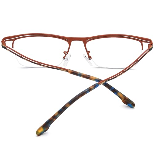 FONEX Colorful Pure Titanium Glasses Frame Men Semi Rimless Square Eyeglasses Eyewear (85890 Red)