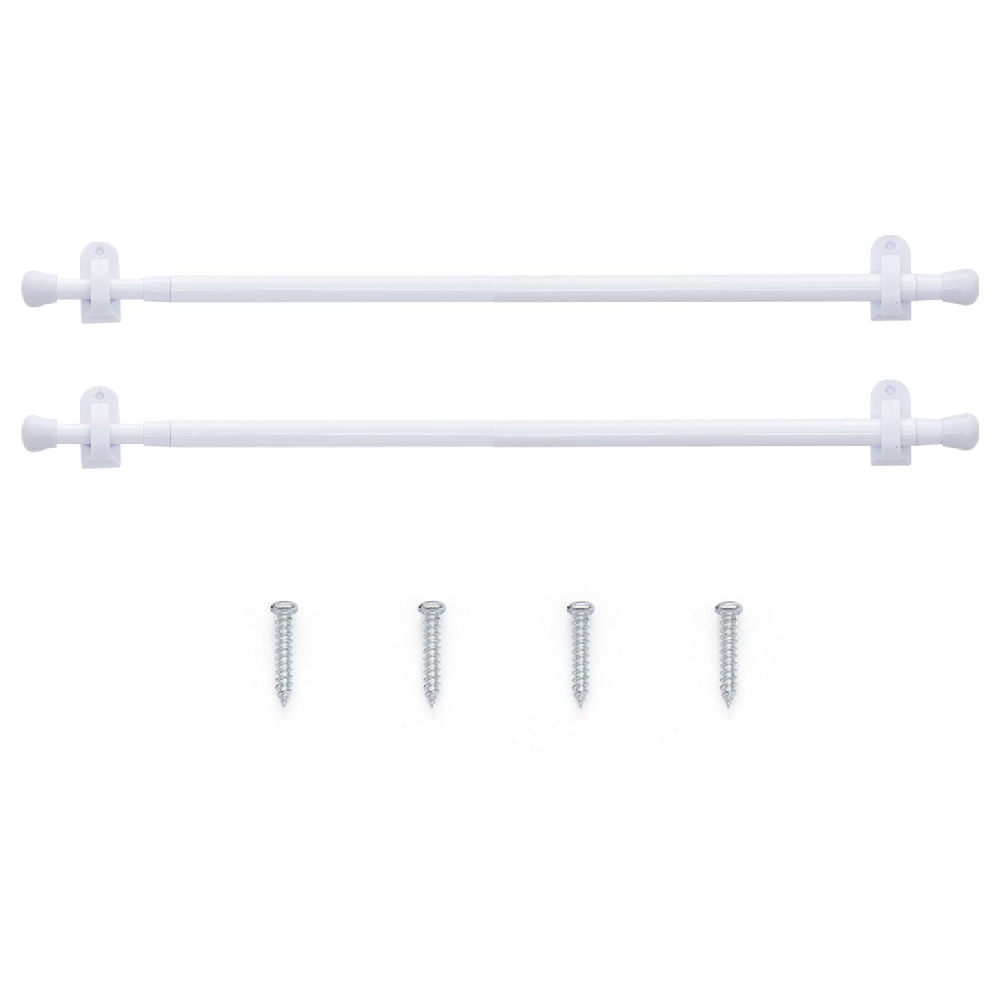 JINCHAN French Door Curtain Rods 2 Pcs No Drill White Cafe Curtain Rod for Tier Curtains Multi Use Sash Telescope Adjustable Window Dressing Hardware White 26 up to 50 inch