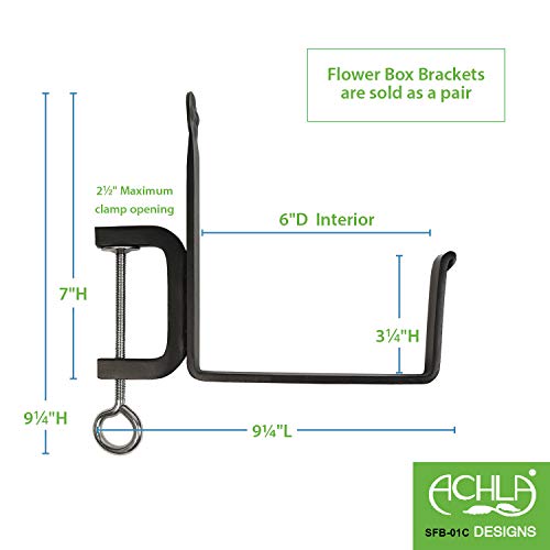 Achla Designs SFB-01C 6" Deck Mount 8" Black Flower Box