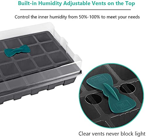 SHIYETA 240 Cells -24 Grow Trays with Humidity Dome and Cell Insert - Mini Propagator for Seed Starting and Growing Healthy Plants Durable Reusable and Recyclable 10 Pack