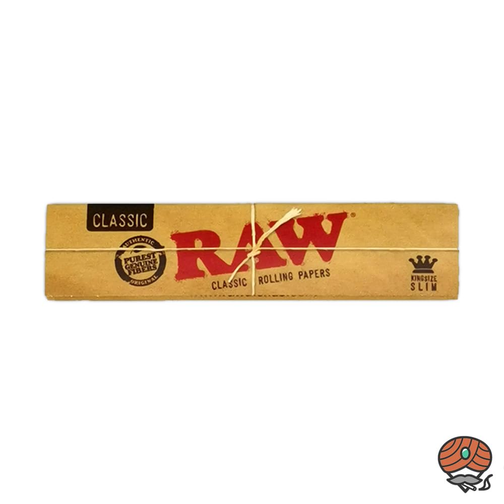 RAW Classic King Size Slim Rolling Paper Full Box, 50 Packs, 1600 Leaves