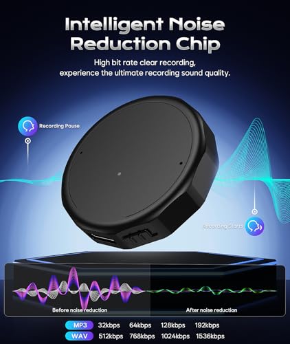 136GB (9600 Hour) Magnetic Voice Recorder - Mulukusion Voice Activated Recorder with AI-Intelligent DSP 3.0 Noise Reduction, Recording Device MP3 Records with 70 Hours Battery Time for Interviews