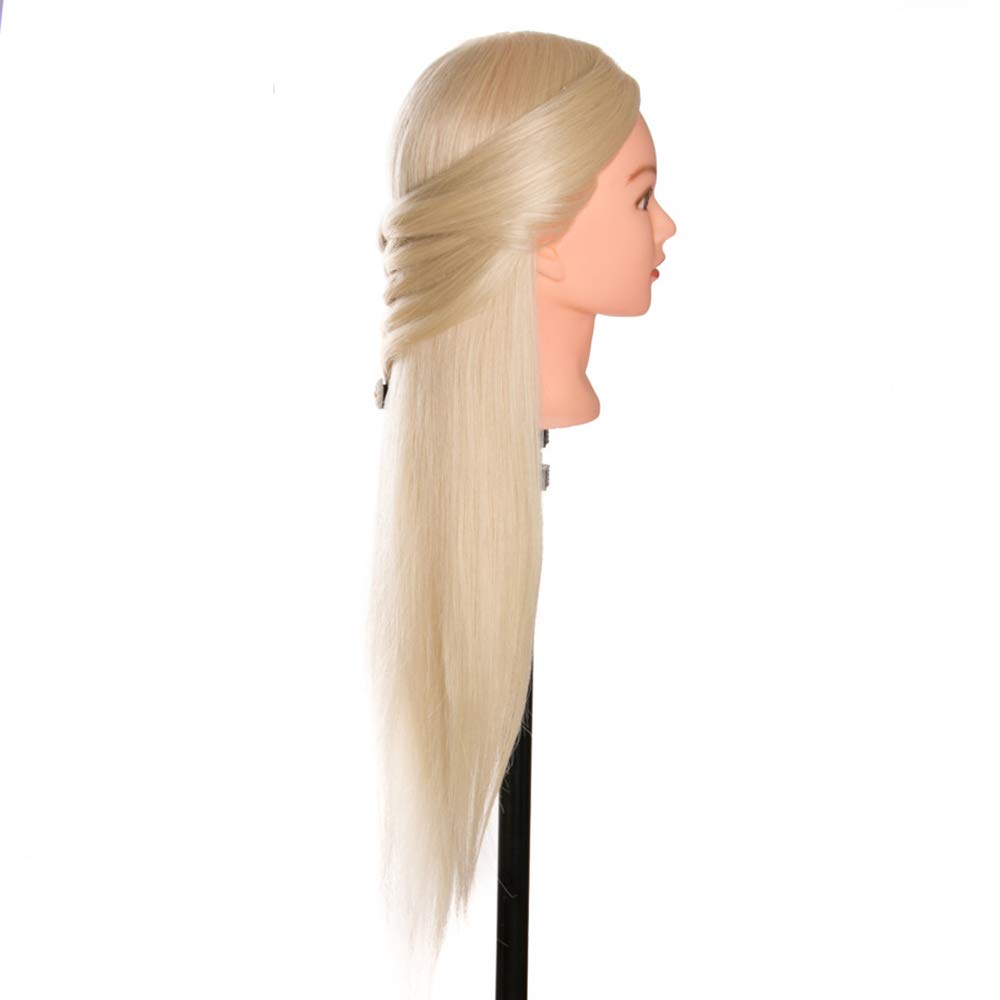 Beauty Star 24" Mannequin Head Hair, Styling Training Head for Practicing Curling, Straightening, and Updos, Manikin Cosmetology Doll Head with Clamp Stand and Accessories