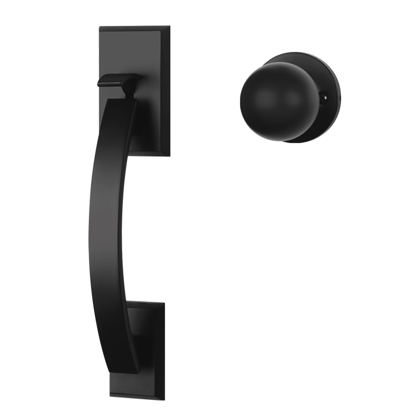 goldenwarm Black Front Door Knob Handle, Entry Door Handle and Reversible Handle Knob, Single Cylinder Front Door Handle Only, Matte Black Entry Way Door Handle