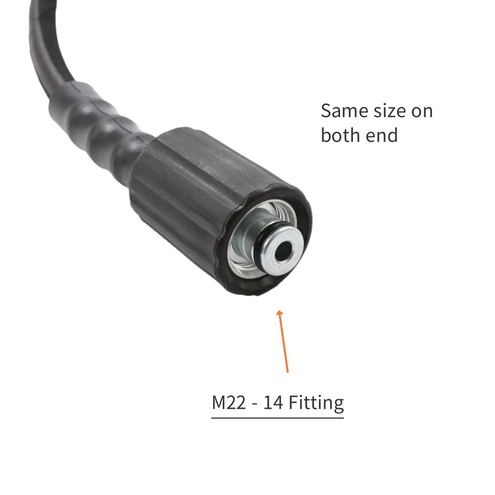 WXNANY High Pressure Washer Hose Braided 25ft Hose Tubing Braid Reinforced 3600 PSI M22-14mm Fittings