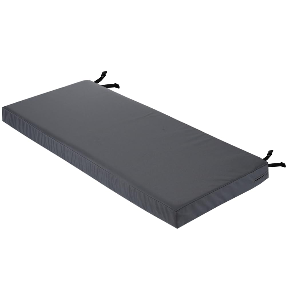 amberr Outdoor Bench Cushion 42 x 18 Inch Waterproof Patio Furniture Cushions,Bench seat Cushion with Adjustable Straps, Outdoor/Indoor Porch Swing Cushions with Ties (Dark Grey, 42"x18"x3")
