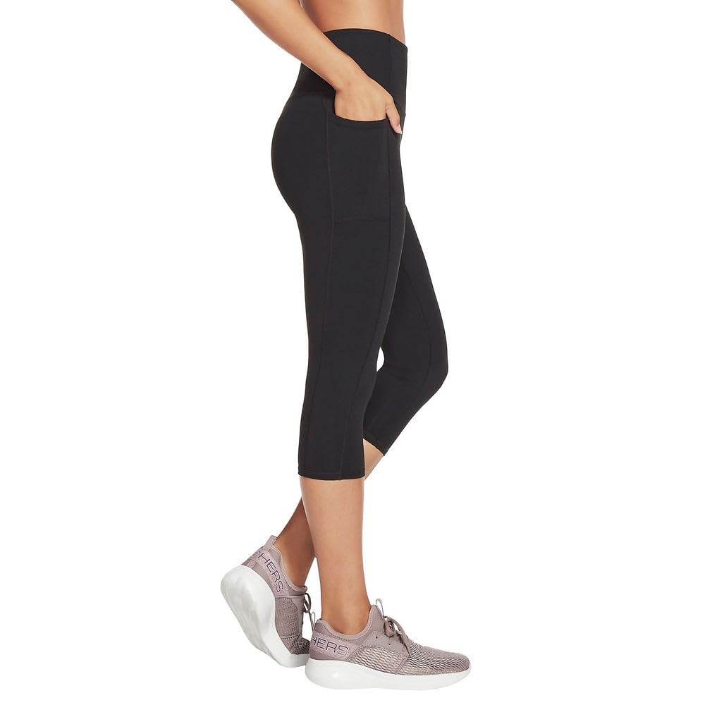 Skechers Women's Go Walk High Waisted Capri, Bold Black, XX-Large