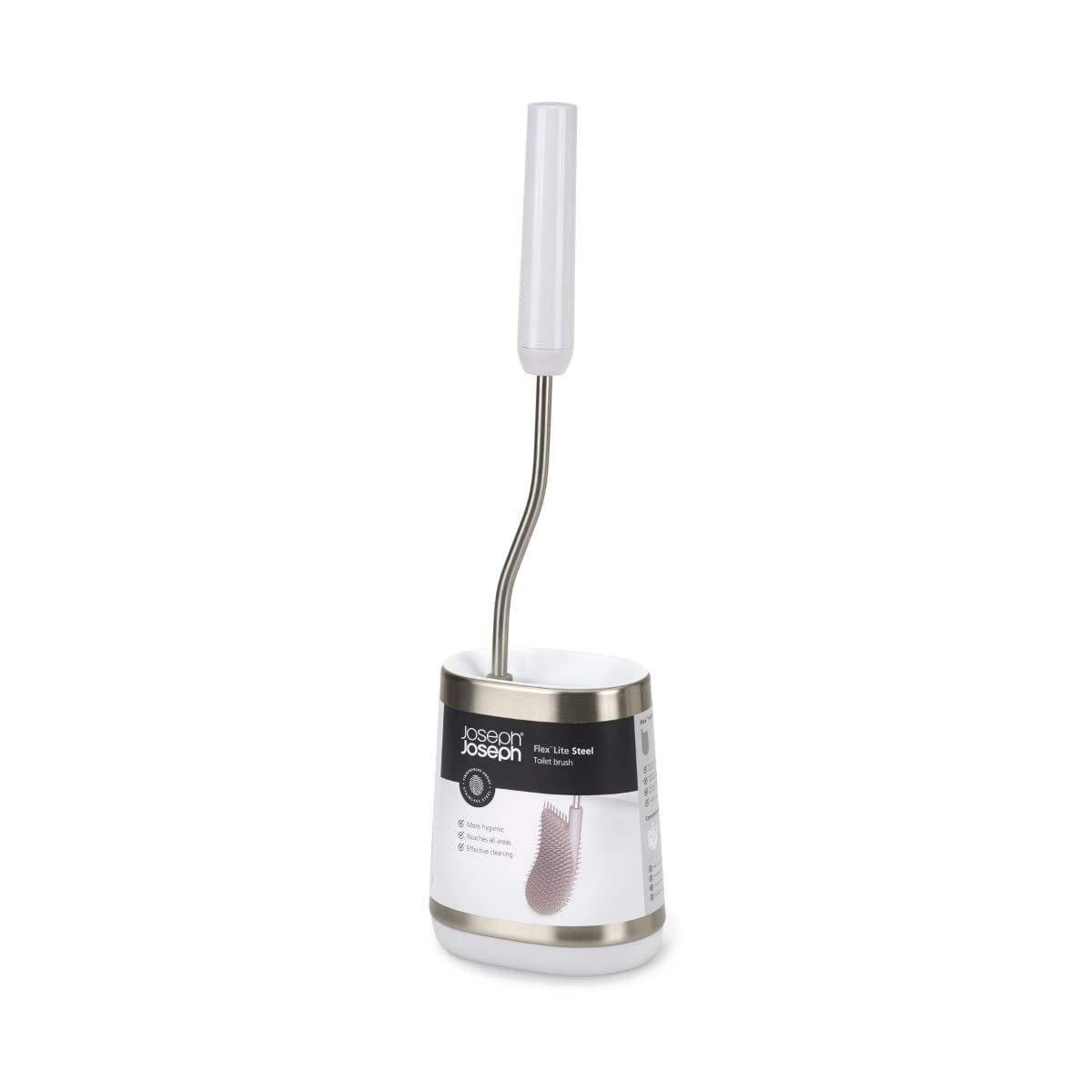 Joseph Joseph Flex Lite Silicone Toilet Brush with Slim Holder Stainless Steel Small Size