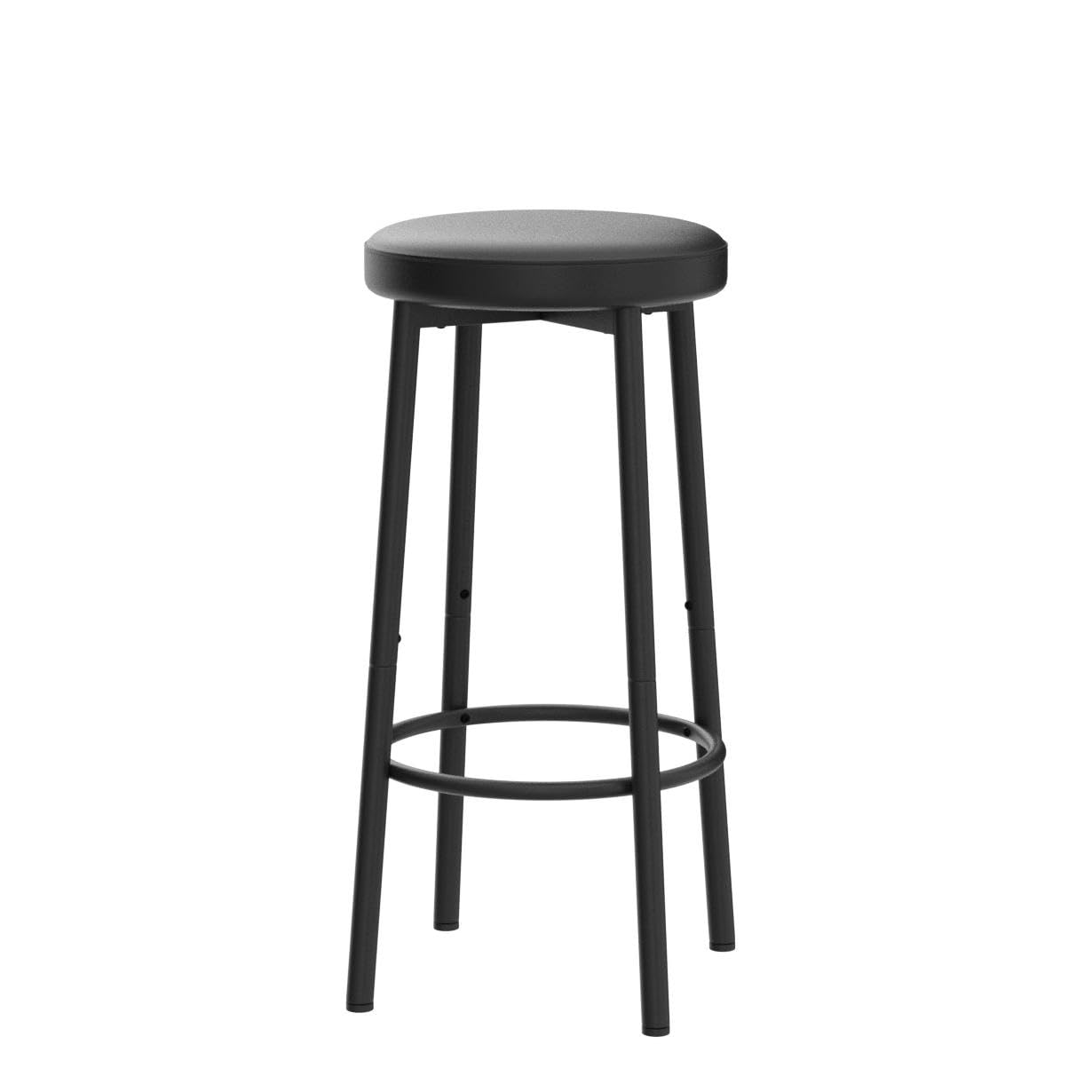 HOOBRO Bar Stools, Set of 2 Bar Chairs, 31 cm PU Upholstered Counter Bar Stools, Breakfast Stools with Footrest, Easy Assembly, for Kitchen, Dining Room, Cafe, Black BB30BY01