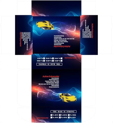 Car Subwoofer 10" 800W Slim Under Seat Powered Car Subwoofer，Car Audio Sub with Blue LED Ambient Light Built in Amplifier for Trucks Cars