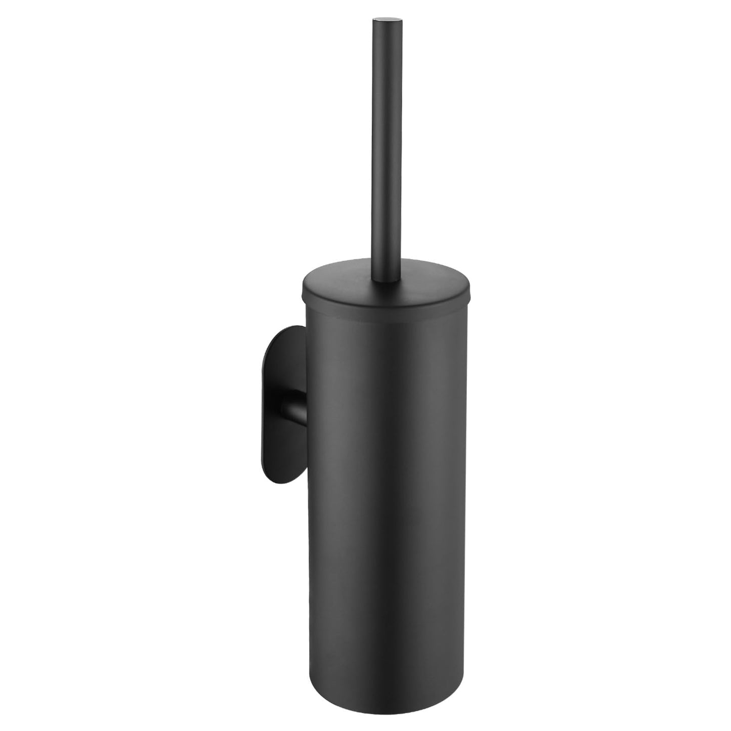 AIREMOEN 1 x Heavy Duty Adhesive Toilet Brush Holder No Drilling 304 Stainless Steel Round Head Thoroughly Cleans Bathroom (Black)