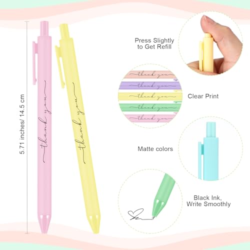 Dispowreath 200 Pcs Thank You Pens Bulk Multicolor Ballpoint Pens Thank You Gift for Men Women Employee Holiday Appreciation Gifts for Teacher Office Party Favors
