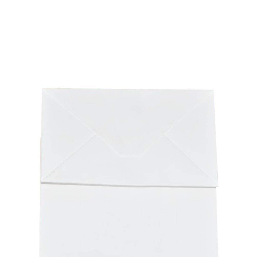 bagmad 100Pcs Pack 8x4.75x10 inch Medium White Kraft Paper Bags with Handles Bulk, Gift Bags, Craft Grocery Shopping Retail Birthday Party Favors Wedding Sacks Restaurant Takeout, Business (100)