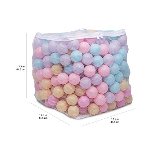Amazon Basics BPA Free Crush-Proof Plastic Ball, Pit Balls with Storage Bag, Toddlers Kids 12+ Months, Pack of 400 Balls, 6 Pastel Colors