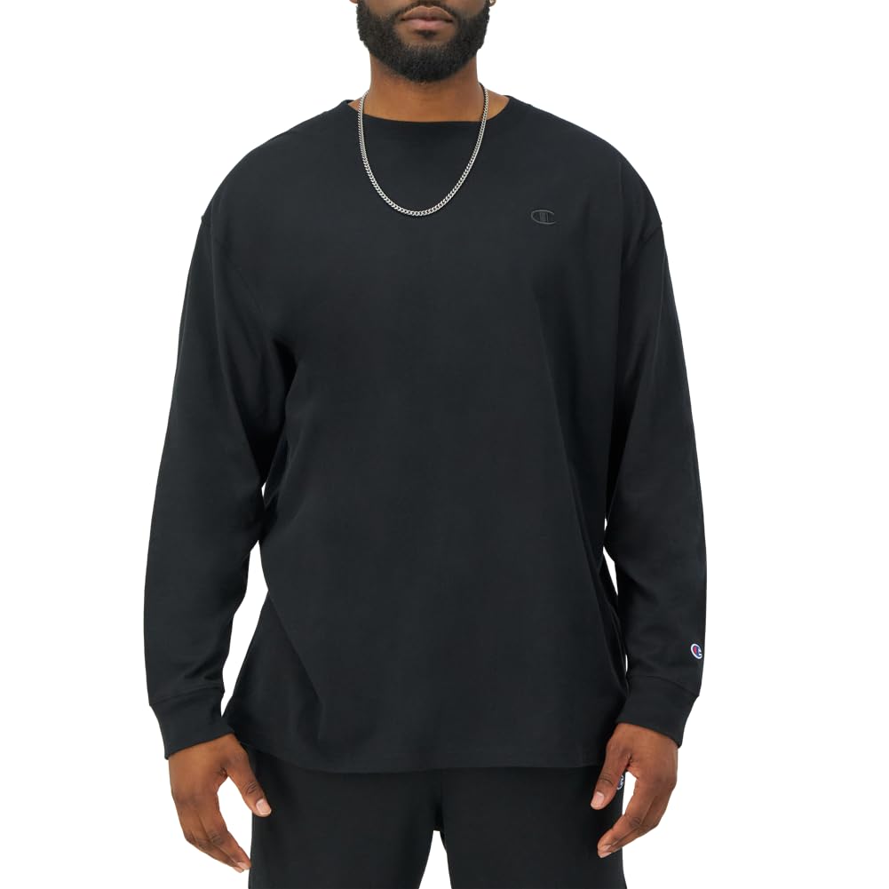 Champion Men's Classic Long Sleeve Tee Shirt, Black, L