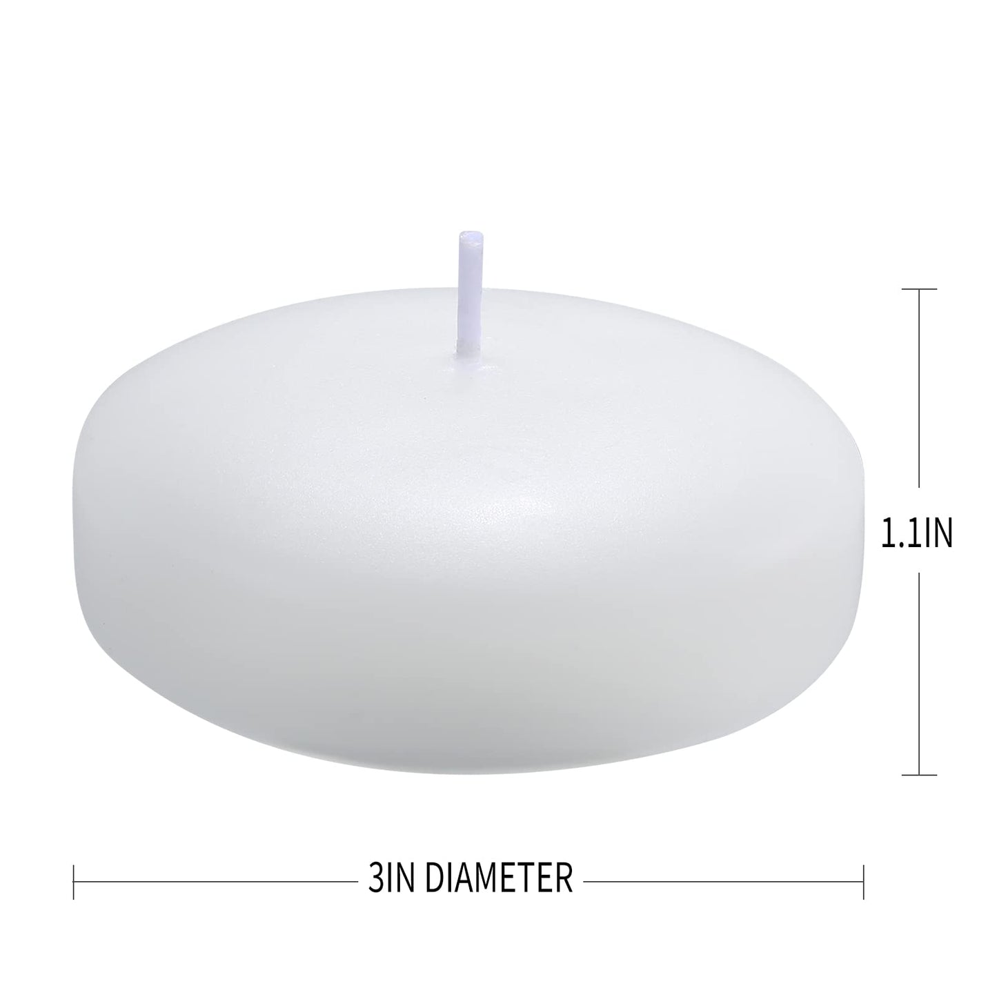Flamecan 36 Pack Floating Candles, 3” White Unscented Dripless Wax Burning Candles, for Cylinder Vases, Weddings, Party and Holiday