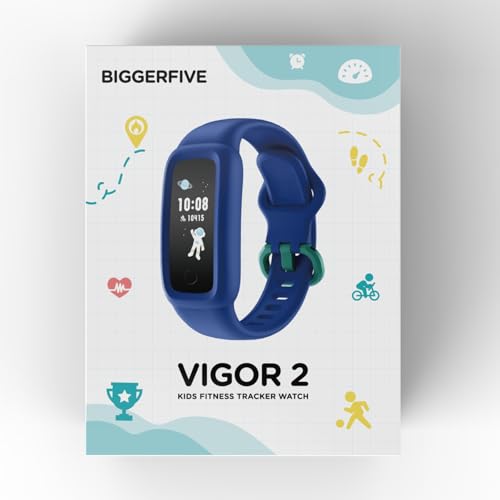 BIGGERFIVE Vigor 2 Fitness Tracker Watch for Kids Girls Boys Ages 5-12, Activity Tracker, Pedometer, Heart Rate Sleep Monitor, IP68 Waterproof Calorie Step Counter Watch