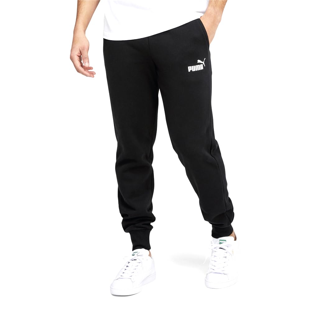 PUMA Men's Essentials Fleece Sweatpants, Cotton Black Closed Leg Ah21, Medium