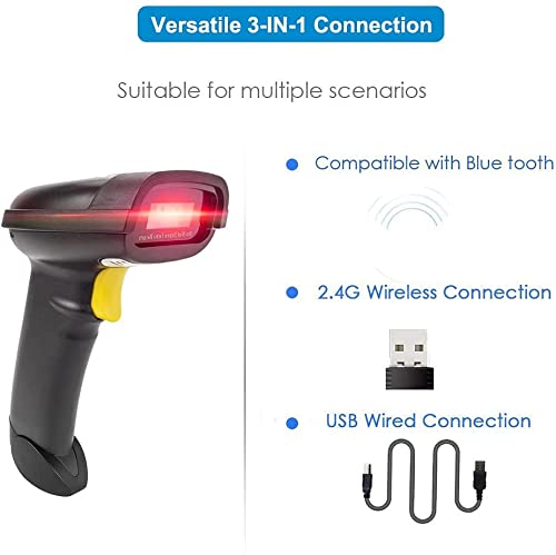 NETUM Bluetooth QR 2D Barcode Scanner Handheld USB Wireless 1D 2D Bar Codes Imager for Mobile Payment Computer Screen Scan for POS Android iOS iMac Ipad System NT-1228BL