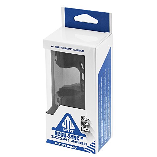 UTG ACCU-SYNC 30mm High Pro 34mm Offset Picatinny Rings, Matte Black