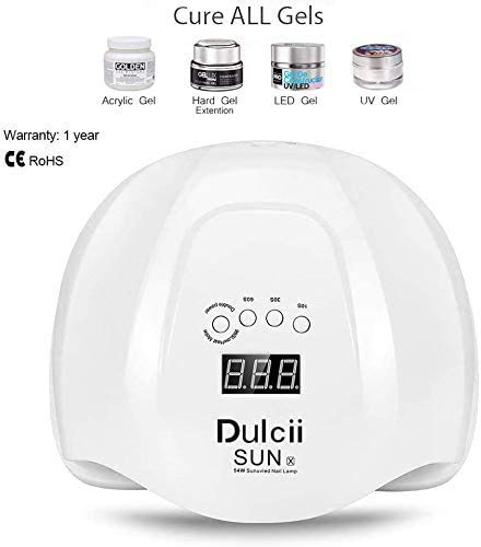 Professional 54W Nail Dryer,Dulcii UV/LED Gel Polish Smart Auto-sensing Nail Curing Lamp-36 LED Beads-Double Light Source(365 + 405nm)-Salon Level