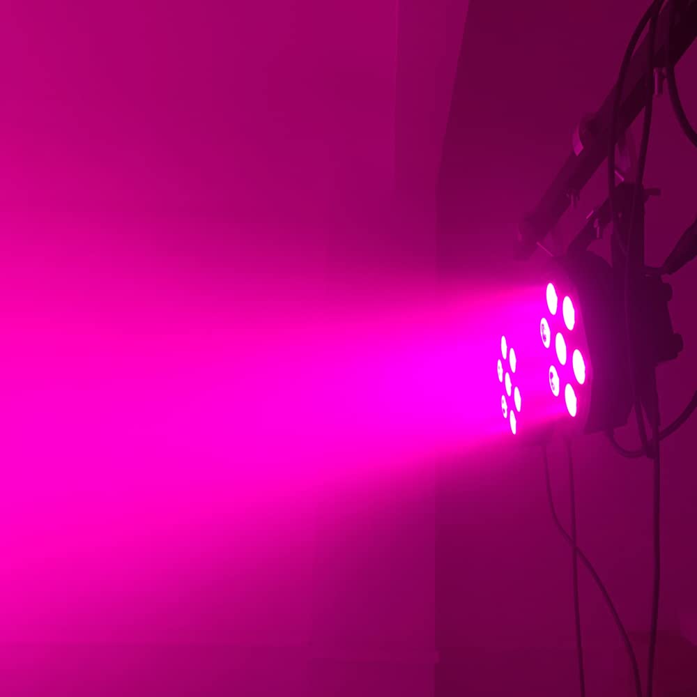 HYUDJ Stage Lights 7x12W Uplights with Strict Testing 4in1 RGBW LED Par Lights Sound Activated DMX512 Control Bright DJ Par Light for Stage Party Club Disco Wedding Events Black
