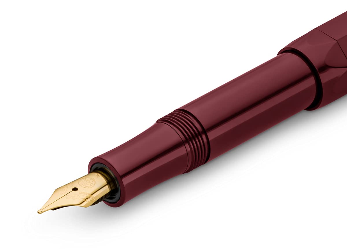Kaweco CLASSIC SPORT Fountain Pen Bordeaux with 23 Carat Gold-Plated Steel Nib and Iridium Tip for Ink Cartridges I Sport Fountain Pen 13 cm I Nib: B (Broad)