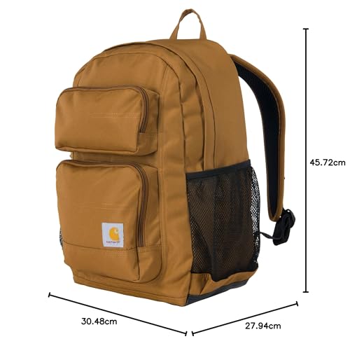 Carhartt 27L Classic Single-Compartment Backpack, Durable Pack with Laptop Sleeve and Duravax Abrasion Resistant Base, Brown