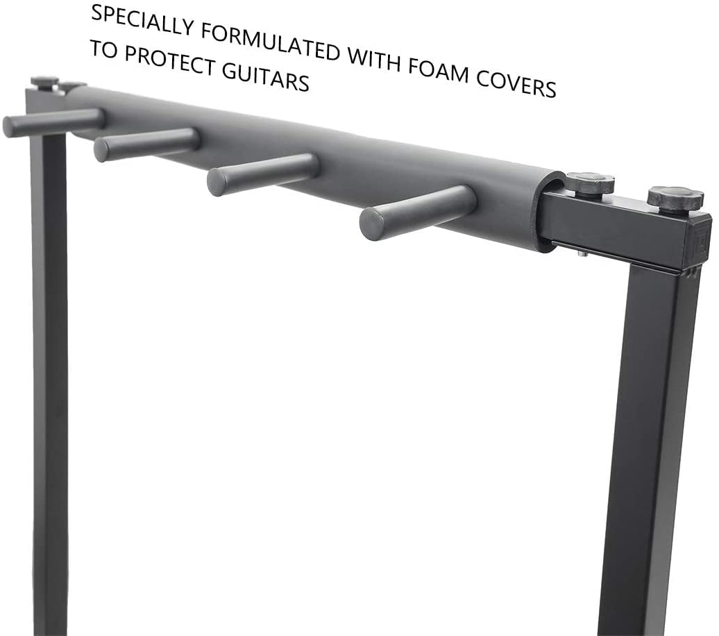 3-Space Foldable Universal Multi Guitar Stand - Guitar Stand Portable Collapsible Instrument Floor Guitar Rack Holder Foam Padding - For Acoustic, Electric, Bass Guitar & Guitar Bag/Case - (3 Guitar)