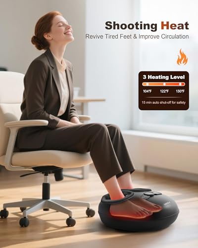 Beleduc Foot Massager with Heat and Compression – Shiatsu Feet Massager for Plantar Fasciitis, Neuropathy, Remote Control, Foot Warmer for Home Office, Fits Up to Size 14, Gift for Women Men