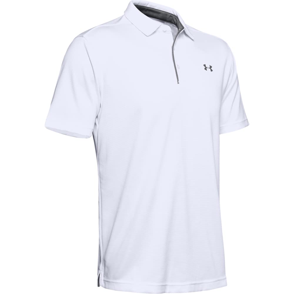 UNDER ARMOUR mens Tech Golf Polo ,Graphite (040)/Black,Small Tall