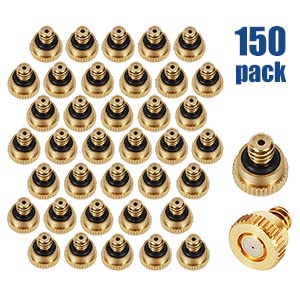 KUWAN 150pcs Brass Misting Nozzles for Cooling System 0.012" (0.3 mm) 10/24 UNC Garden (yellow5)