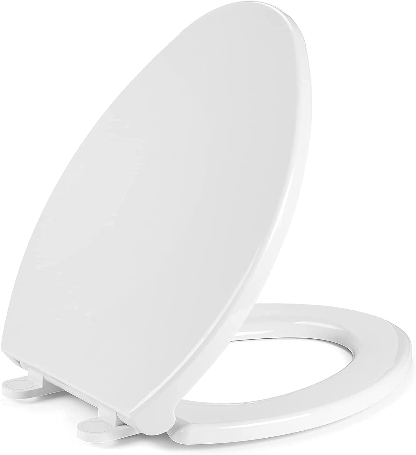 Elongated Slow Close Toilet seat, Quiet Toilet Seat Cover with Never Loosen Durable Toilet Seat Lid Easy to Install & Clean, Polypropylene (PP), White