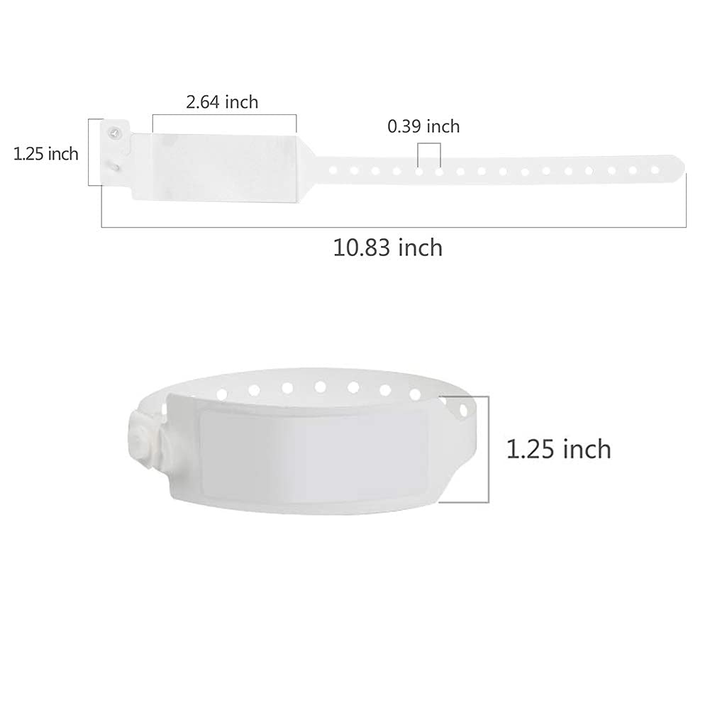 Wristall Hospital Identification Bands, Medical Adult-Sized Shield Wristband, Waterproof Patient Wristbands, Plastic Disposable Hospital ID Wristband (White, 250)