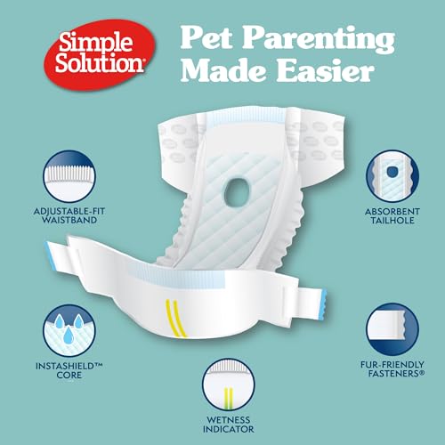 Simple Solution True Fit Disposable Dog Diapers for Female Dogs | Super Absorbent with Wetness Indicator | XXL | 30 Count