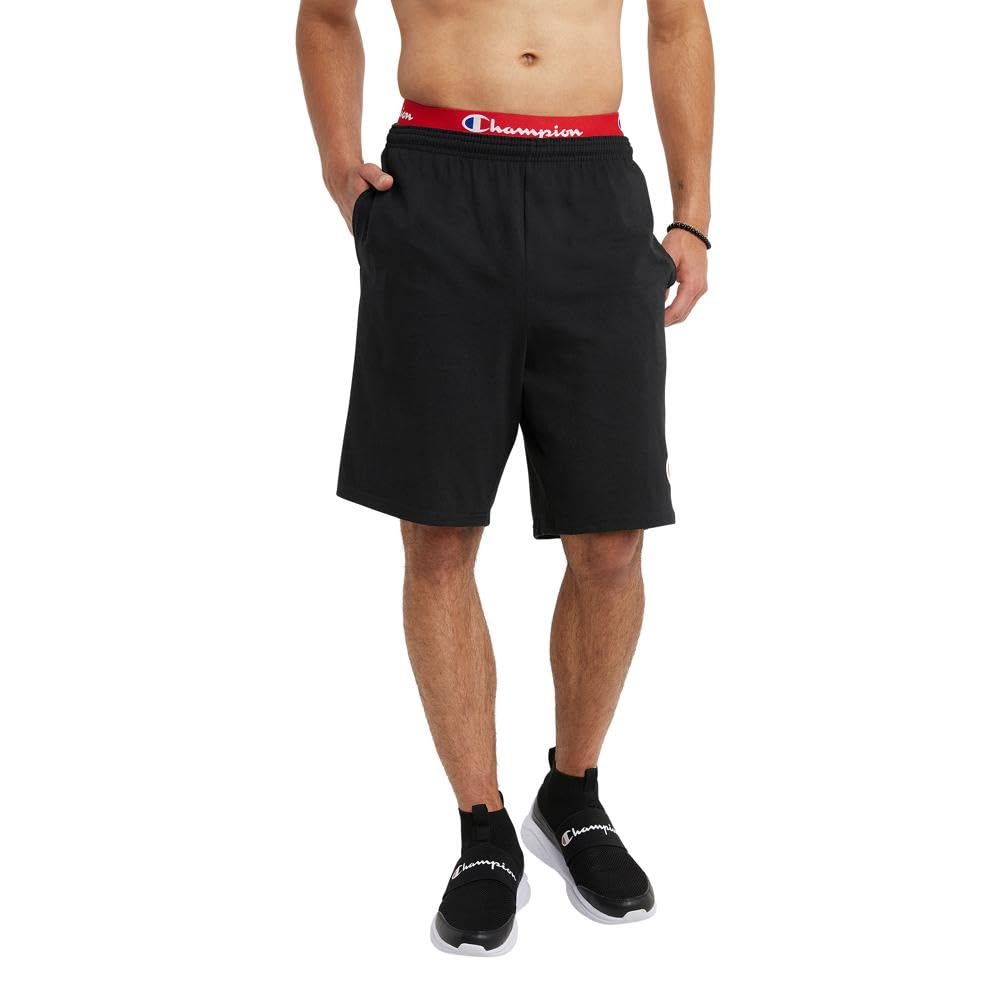 Champion Men's Graphic Powerblend Fleece Shorts, Black, X Large