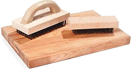 Carlisle FoodService Products Stainless Steel Block Brush with Steel Bristles, 9.38 X 3.78 Inches, Tan