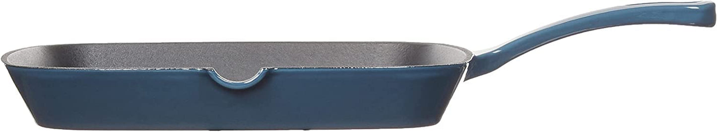 CUISINART CI30-23BG Chef's Classic Enameled Cast Iron 9-1/4" Square Grill Pan, Provencal Blue