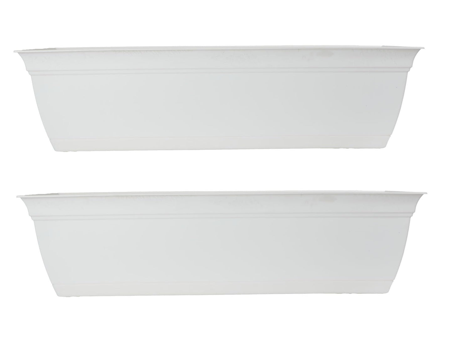 The HC Companies Eclipse Window Planter Box w/Removable Attached Saucer - Long Planter Box for Windowsills - Plastic Rectangular Outdoor Planters for Herbs & Flowers (30” White, Pack of 2)