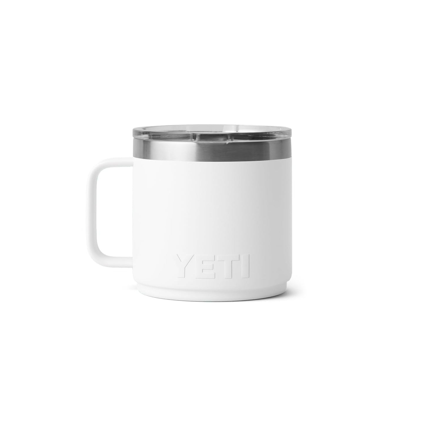 YETI Rambler 14 oz Ceramic Lined Stackable Mug, Vacuum Insulated, Stainless Steel with MagSlider Lid, White