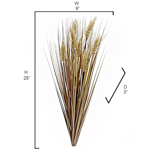 Admired By Nature 28" Artificial Autumn Flowers Artificial Wheat Grain Flowers Grass Bush for Home Kitchen Office Wedding Flowers Arrangement Farmhouse Decor Boho Party Fall Décor Table Decor, Gold